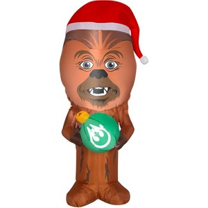 Gemmy Christmas Airblown Inflatable Chewbacca with Santa Hat, 3.5 ft Tall, Brown - 1 of 3