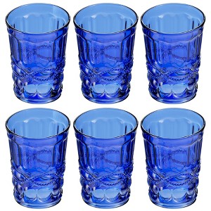 Elle Decor Glass Tumblers Set of 6 Glass Design, 8.5-Ounce Water Drinking Glasses, Blue - 1 of 4
