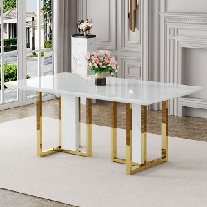 NicBex Dining Room Table Modern Dining Table Counter Height Table with Unique Metal Legs for Living Room, White - 1 of 4