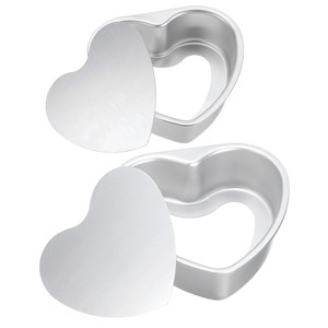 Unique Bargains Aluminum Alloy Removable Bottom Nonstick Heart Shape Novelty Cake Pans 1 Set - 1 of 4
