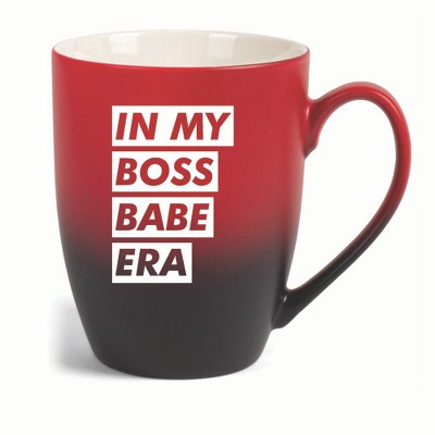 Elanze Designs In My Boss Babe Era Two Toned Ombre Matte 10 ounce New Bone China Coffee Tea Cup Mug For Your Favorite Morning Brew, Red and Black