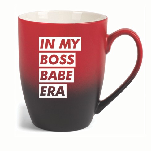 Elanze Designs In My Boss Babe Era Two Toned Ombre Matte 10 ounce New Bone China Coffee Tea Cup Mug For Your Favorite Morning Brew, Red and Black - image 1 of 4