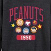 Women's - Peanuts - Peanuts Crew Athletic Lightweight French Terry Wide Neck Long Sleeve Shirt - 2 of 4