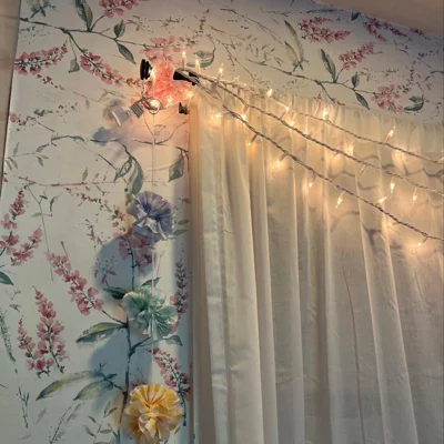 user image by Kenzie C, RoomMates Floral Sprig Peel and Stick Wallpaper Pink: Removable Vinyl Botanical Self-Adhesive, 28.2 Sq Ft Coverage