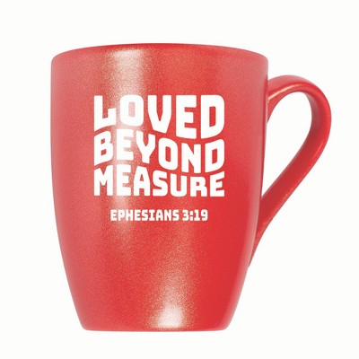 Elanze Designs Loved Beyond Measure Ephesians 3:19 10 ounce New Bone China Coffee Tea Cup Mug, Crimson Red
