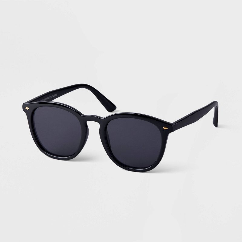 Men&#39;s Plastic Round Sunglasses - Goodfellow &#38; Co&#8482; Black, 2 of 3