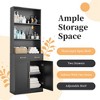 TIRAMISUBEST Bathroom Storage Cabinet, Cabinet with Two Doors and Drawers, Adjustable Shelf, Three-layer Open Shelf, MDF Board - 3 of 4