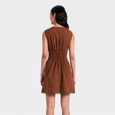Женские платья A New Day Women's Lace Trim Mini Dress - A New Day™ Brown S — фото 2