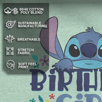 Lilo & Stitch Girl's Lilo & Stitch Birthday Girl Stitch T-Shirt - Mint - Small — фото 4