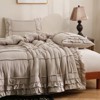 Pinch Pleat Comforter Set – 3-Piece Shabby Chic Boho Bedding, Soft Washed Microfiber Quilt Set with Pillow Shams - 2 of 4