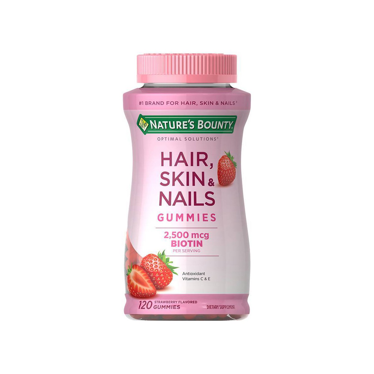 Nature's Bounty Hair, Skin & Nails Gummies with Biotin - Strawberry - 120ct