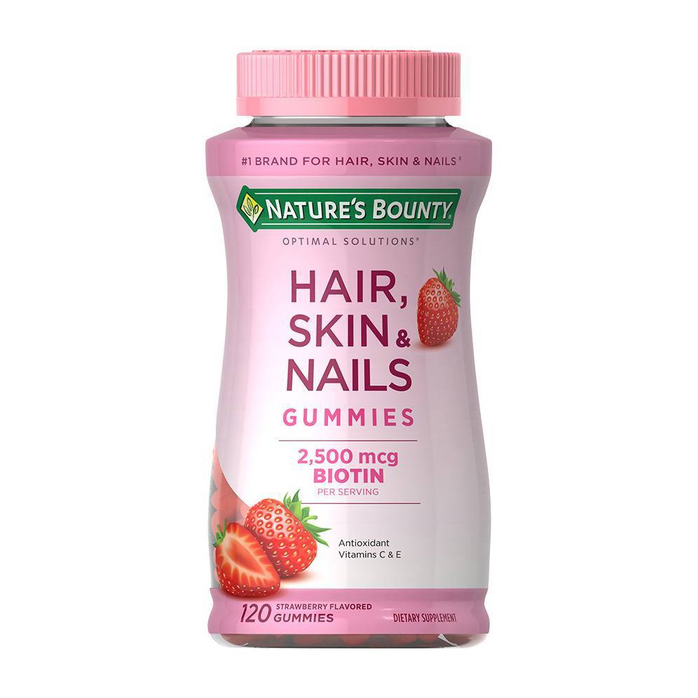 Photos - Vitamins & Minerals Natures Bounty Nature's Bounty Hair, Skin & Nails Gummies with Biotin - Strawberry - 120c 