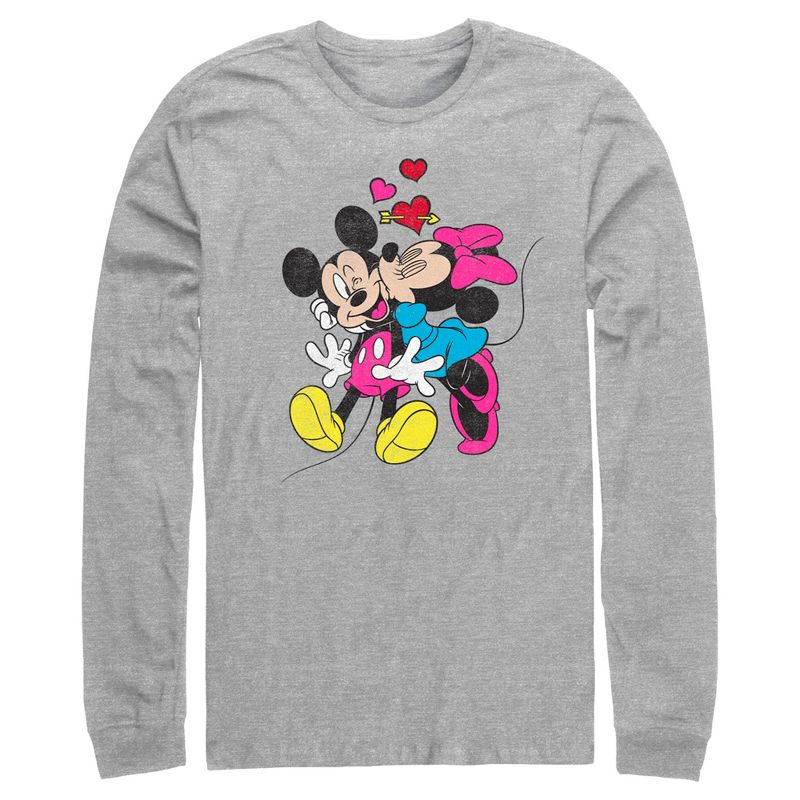 Men's Mickey & Friends Valentine's Day Minnie Mouse Smooch Long Sleeve Shirt, 1 of 5