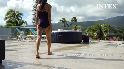 Intex PureSpa Plus 4-Person Round Inflatable Hot Tub with Bubble Jets
