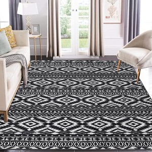 TROPOW Area Rug Low Pile Boho Vintage Area Rug Machine Washable Rug Non Slip Non Shedding Foldable Carpet for Living Room Bedroom Home Office - 1 of 4