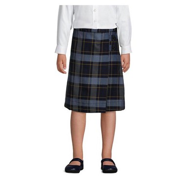 Lands' End School Uniform Girls Slim Plaid Aline Skirt Below The Knee
