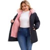 Agnes Orinda Women's Plus Size Waterproof Fur Hood Drawstring Waist Zipper Fleece Lined Winter Warm Parka Jacket with Pockets - 2 of 4