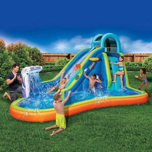 Banzai Inflatable Giant Water Slide - Huge Kids Pool (14'x8') w Built in Sprinkler Wave & Basketball Hoop- Summer Outdoor Surf N Splash Adventure Park - 1 of 4