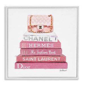 Stupell Industries Pink Book Stack Fashion Handbag, 12" x 12" - 1 of 4