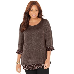 Catherines Women's Plus Size Impossibly Soft Duet Tunic - 1 of 4