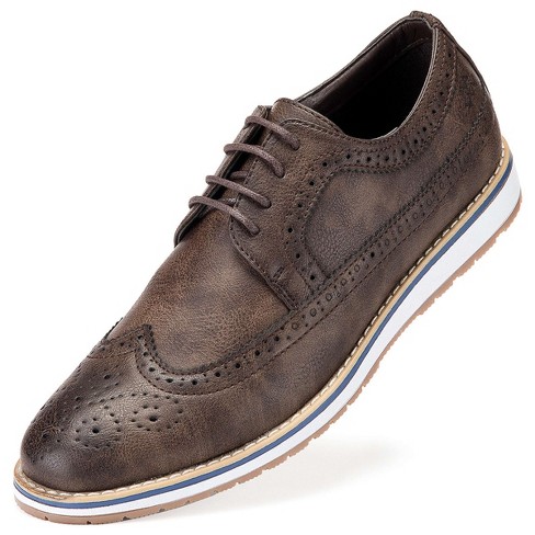 Mio Marino - Men's Ornate Wingtip Oxford Shoes - Dark Brown, Size: 8 ...