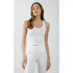 Yogalicious Womens Ultra Soft Cationic Racerback Cropped Tank Top - White - XX Large