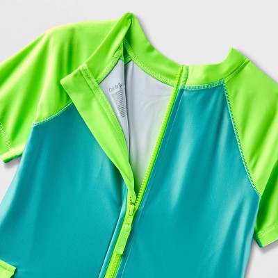 Kids' Adaptive Reversible Onepiece Rash Guard Cat & Jack™ Mint Green