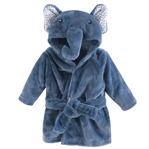 Little Treasure Baby Boy Plush Bathrobe, Chevron Elephant, 0-9 Months - 1 of 1