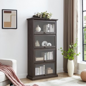 GlasFlength Decorative Storage Cabinets, Multi-Compartment Display, Elegant and Functional, Ideal for Home Library, Black, 31.5"*13.7"*63" - 1 of 4