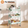 ChicFurnit Kitchen Carts and Islands 3 Tier Small Rolling Cart Universal Storage Mobile Utility Cart for Kitchen, Green, 17.4"*31"*12" - 2 of 4