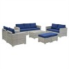 ELJGET 10PCS Outdoor Patio Wicker Furniture Set Cushioned Sectional Sofa Storage Coffee Table Navy Cushion - 4 of 4