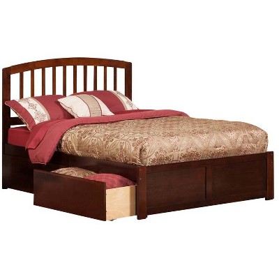 Atlantic Furniture Richmond Full Flat Panel Foot Board w/ 2 Urban Bed Drawers Antique Walnut