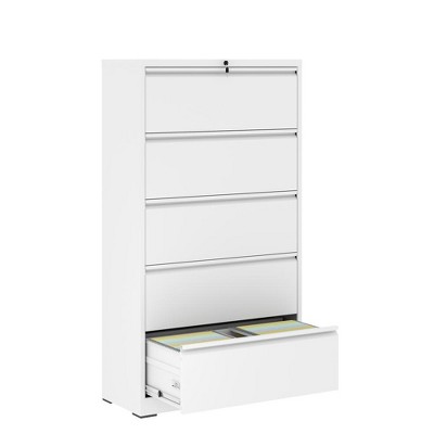 YONWAY 4 Drawer Lateral File Cabinet with Lock, Steel File Storage Cabinet, for Legal/Letter/A4/F4 Size, for Home Office and School