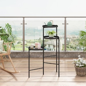 Sandinrayli 30 in. Metal Corner Plant Stand in Black Indoor/Outdoor (3-Tier), Black - 1 of 4