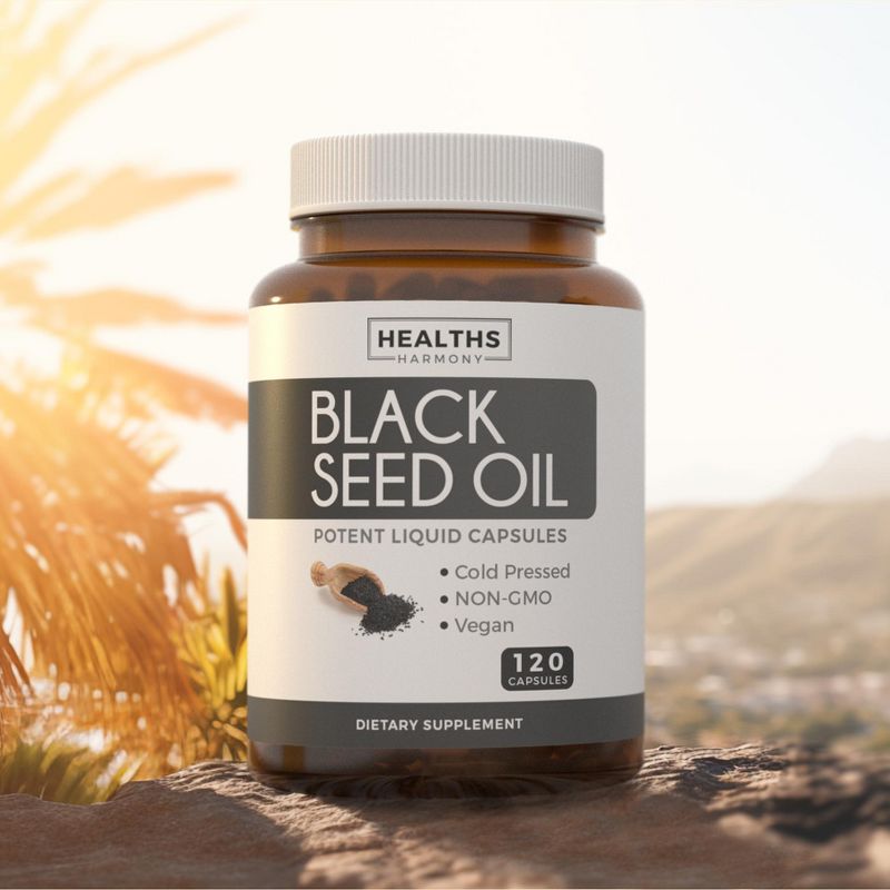 Black Seed Oil Capsules, Hair, Skin & Metabolism Support, Supports Weight Loss, Health's Harmony, 60, 120 & 180ct, 2 of 11