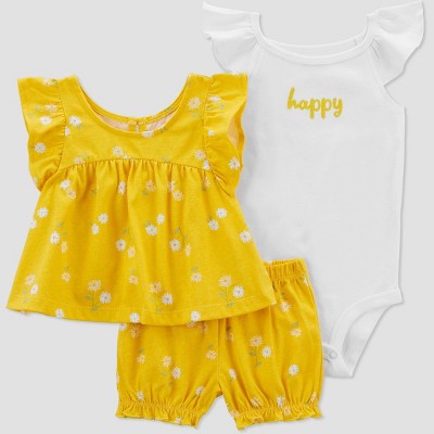 Image of Carter's Just One You® Baby Girls' Bright Floral Top & Bottom Set - Yellow 6M
