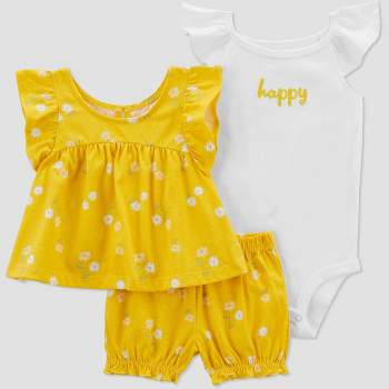 Carter's Just One You® Baby Girls' Bright Floral Top & Bottom Set - Yellow