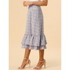 INSPIRE CHIC Women's Chiffon Elastic Waist Ruffle Tiered Flowy Midi Floral Printed Skirts - 4 of 4