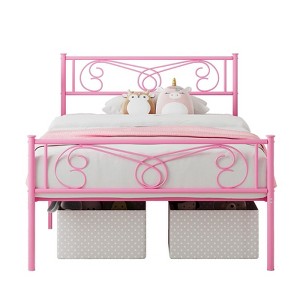 Bed Frame, Platform with Headboard & Footboard, Bed Frame Mattress Foundation, Metal Slat Support,Noise Free, Easy Assembly - 1 of 4
