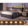 Upholstered Bed with LED Lights and Charging Station, Bed with Storage Headboard and Base Drawers, Sturdy Metal Frame Bed-Baofuwish - 2 of 4