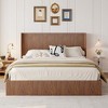 ORRD King Size Lift Storage Bed Frame, Wooden Platform with Grooved Slats, Rustic Brown, No Noise - 2 of 4