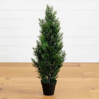 Elegant 3ft Mini Cedar Pine Silk & Plastic Outdoor Tree
