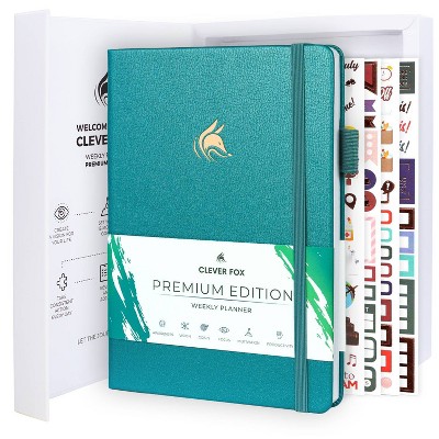 Undated Premium Planner Weekly/Monthly 8"x5.5" Aquamarine- Clever Fox