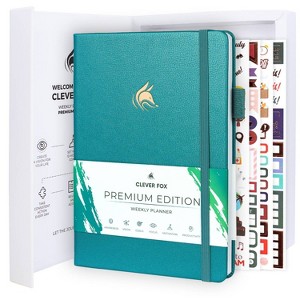 Undated Premium Planner Weekly/Monthly 8"x5.5" Aquamarine- Clever Fox - 1 of 4