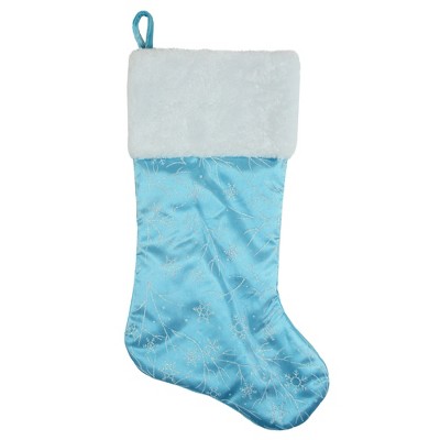 Northlight 21" Blue and White Glitter Snowflake Christmas Stocking