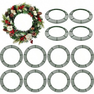 12 Pack 18'' Metal Wreath Frame Wire Wreath Rings New Year Party Home Decor Green - 1 of 4