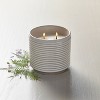 2-Wick Ribbed Ceramic Bergamot Jar Candle Light Gray 12oz - Hearth & Hand™ with Magnolia: Soy & Paraffin Wax, Farmhouse Style - image 2 of 3