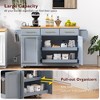Okak Kitchen Island with Rubber Wood Drop Leaf, Kitchen Island On Wheels with Trash Can Storage and Power Outlet, Kitchen Cart for Dining Room - 4 of 4