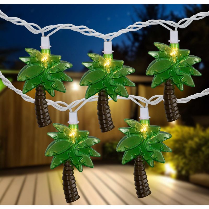 Northlight 10-Count Green Tropical Palm Tree Outdoor Patio String Light Set, 7.25ft White Wire, 2 of 7