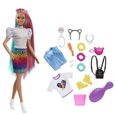 Barbie Leopard Rainbow Hair Doll - Silver Top